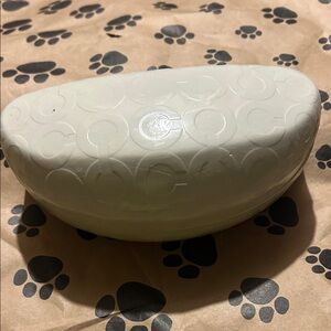 Oversized Coach-off White hard Sunglasses Case with Signature Pattern